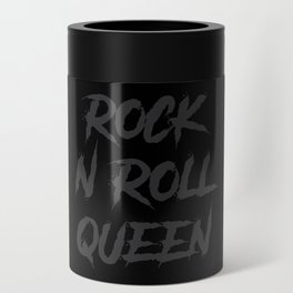 Rock and Roll Queen Typography Black Can Cooler