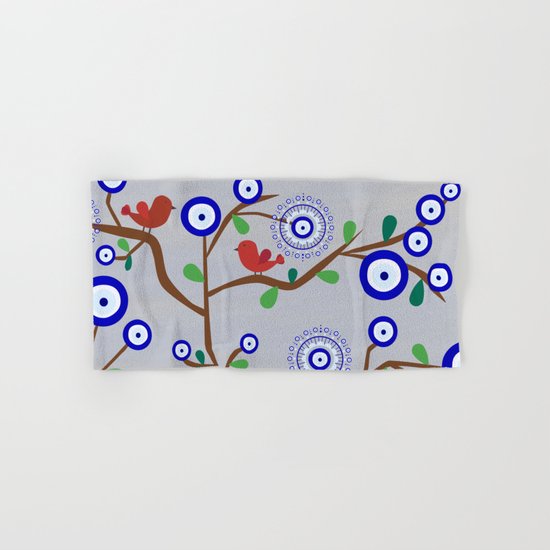 Lucky Evil Eye Bird Tree Hand & Bath Towel