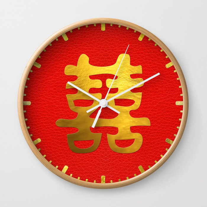 double happiness feng shui symbol wall clock by k9printart society6 double happiness feng shui symbol wall clock by k9printart
