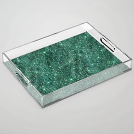 Green Diamond Studded Glam Pattern Acrylic Tray