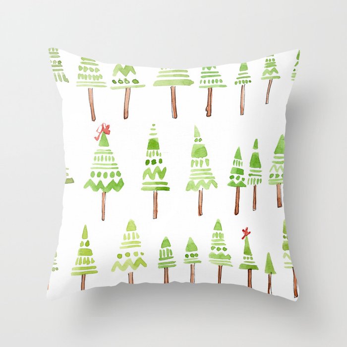 Little Trees Simple Scandi-Style Throw Pillow