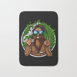 Bigfoot Hippie Smoking Weed Bath Mat