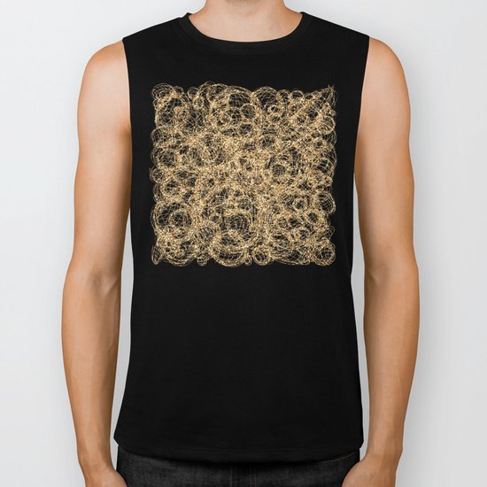 Gold Thread on Black | Abstract Brain Map 3 Biker Tank