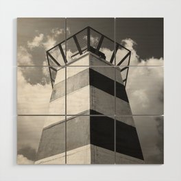 Dutch lighthouse black and white - beach and travel photography Wood Wall Art