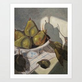 pears in a pedestal Art Print