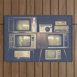 Many vintage television and radio Outdoor Rug