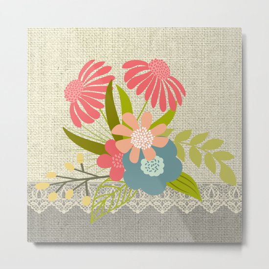 Flower bouquet lace burlap #1 Metal Print