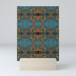 The Spindles- Blue and Orange Filigree  Mini Art Print