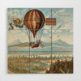 Hot Air Balloon Poster Wood Wall Art