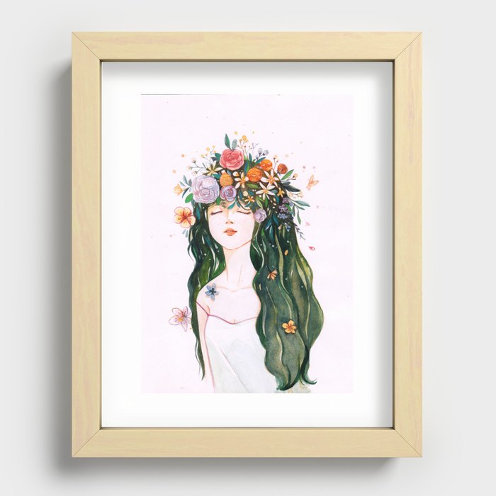 flower hair Recessed Framed Print