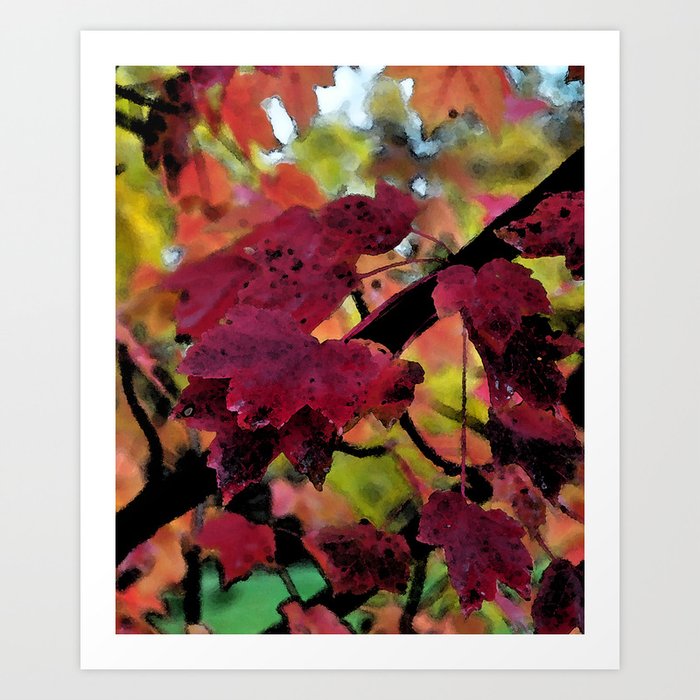 Autumn Leaves Watercolor Art Print