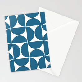 Blue mid century modern geometric shapes Stationery Card
