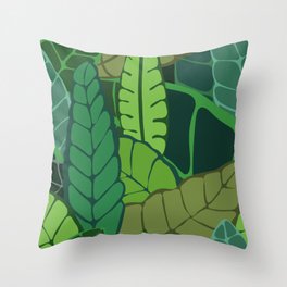 Bold Tropical Leaves Throw Pillow