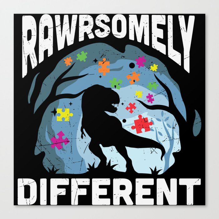 Rawrsomely Different Autism Awareness Dinosaur Canvas Print