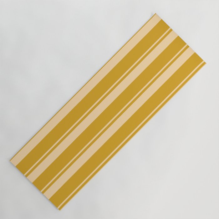 Tan and Goldenrod Colored Stripes Pattern Yoga Mat