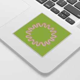 Waves Circle Frame - Pink Green Sticker