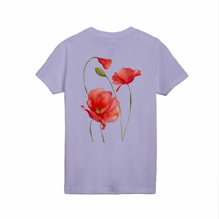 watercolor poppys flowers Kids T Shirt