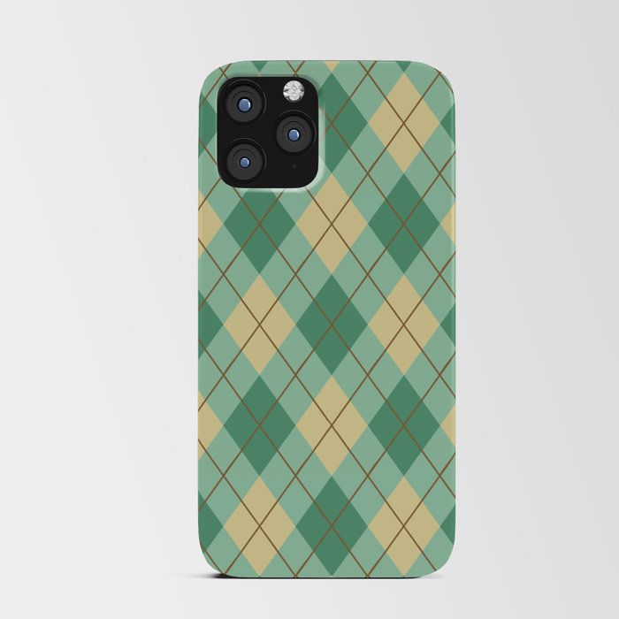Sage green gingham checked iPhone Card Case