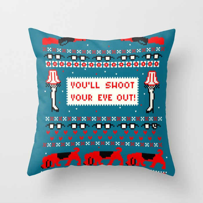 a christmas sweater blue throw pillow by sarajea society6 a christmas sweater blue throw pillow by sarajea society6