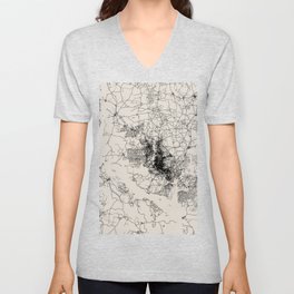 Bangladesh, Dhaka - Vintage Black and White Map V Neck T Shirt
