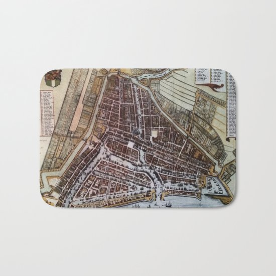 Replica city map of Rotterdam 1652 Bath Mat