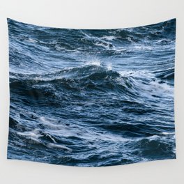 Marbled Waves of Blue Wall Tapestry