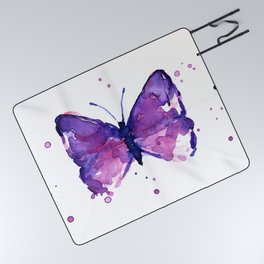 Butterfly Purple Watercolor Animal Picnic Blanket