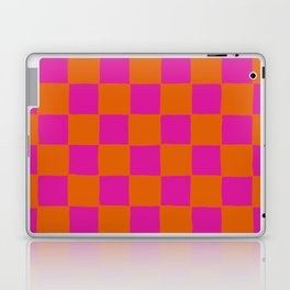 Bold Orange and Pink Checker Pattern Laptop Skin