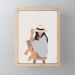 solo-ng  Framed Mini Art Print | Drawing, Girl, Hidden, Digital, Art, Seated, Hat 
