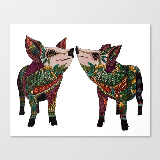 pig love white Canvas Print