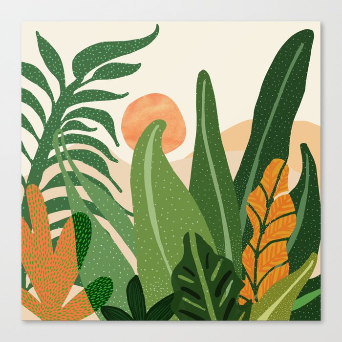 Desert Garden Sunset Landscape Canvas Print