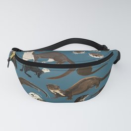 Otters of the World pattern in teal Fanny Pack