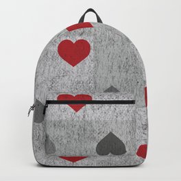 Red and Gray Graphite Hearts Backpack | Graphicdesign, Pattern, Illustration, Abstract, Charcoal, Ink, Upsidedownhearts, Concept, Pop Art, Stencil 