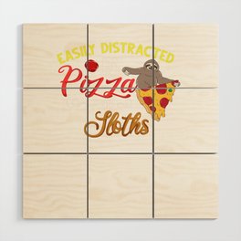 Sloth Eating Pizza Delivery Pizzeria Italian Wood Wall Art