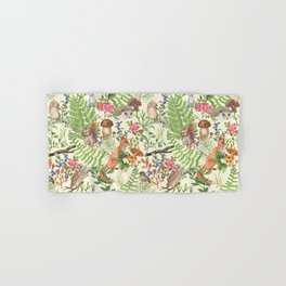 Hand drawn seamless pattern with watercolor forest animals and plants. Pattern for kids, wood inhabitants, cute animals Hand & Bath Towel