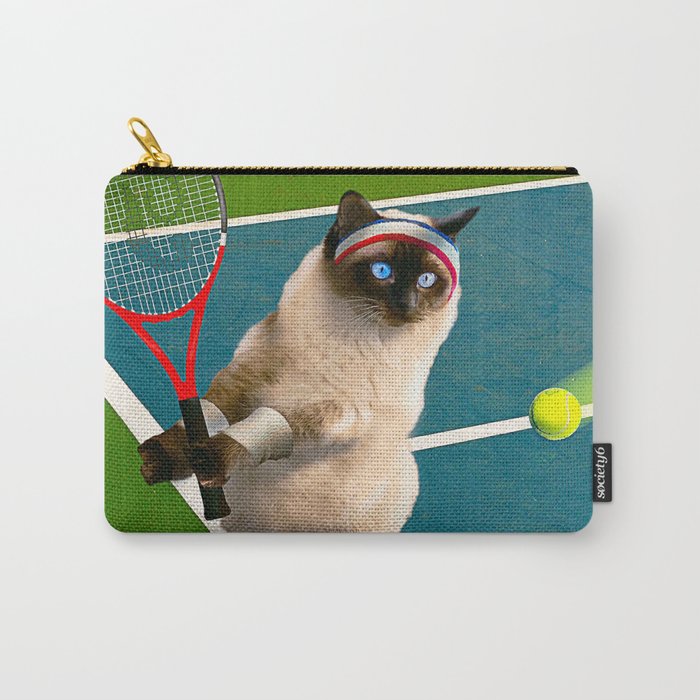 Siamese Cat Playing Tennis Carry-All Pouch