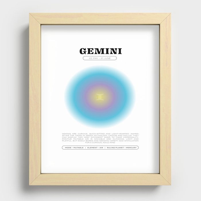 Gemini Zodiac Aura Print Recessed Framed Print
