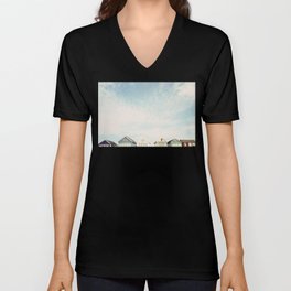 Beach Hut Sky  V Neck T Shirt