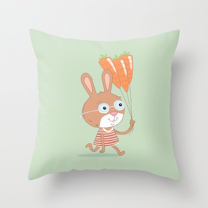 Happy Bunny Throw Pillow