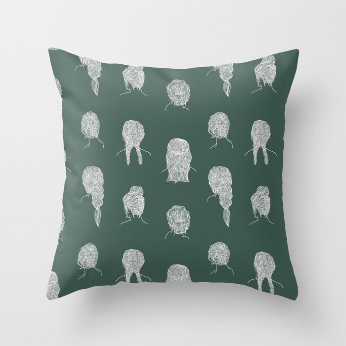 Braided Hairstyles - Dusty Sage Throw Pillow