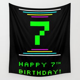 [ Thumbnail: 7th Birthday - Nerdy Geeky Pixelated 8-Bit Computing Graphics Inspired Look Wall Tapestry ]