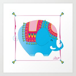 Blue elephant Art Print