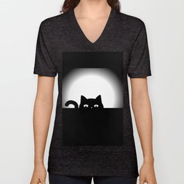Peeking Cat V Neck T Shirt