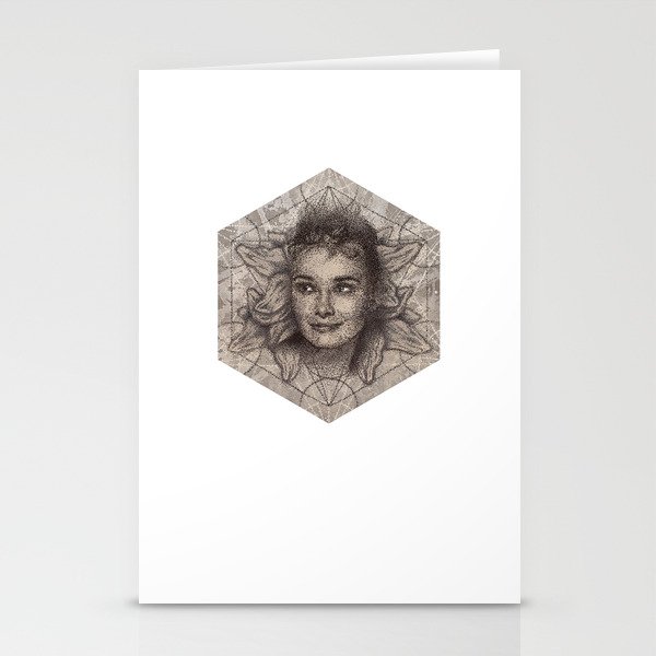 Audrey Hepburn dot work portrait Stationery Cards