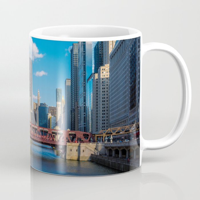 View of Chicago River Skyline Wells Street Bridge Windy City Coffee Mug