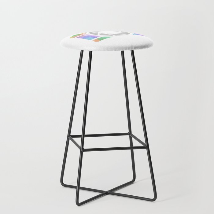 Watercolor Photography camera- Rainbow colored photography lover Bar Stool