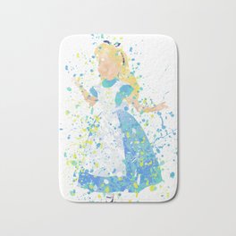 Princess Alice in Wonderland Watercolor silhouette Fine Art Print high quality illustration Bath Mat