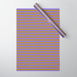 [ Thumbnail: Dark Goldenrod and Medium Slate Blue Colored Striped Pattern Wrapping Paper ]
