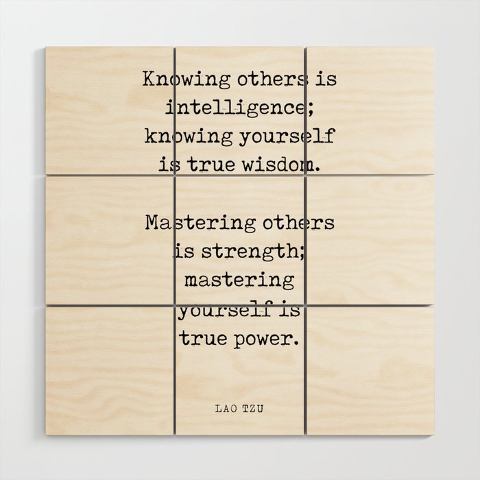 Knowing yourself is true wisdom - Lao Tzu Quote - Literature - Typewriter Print 1 Wood Wall Art