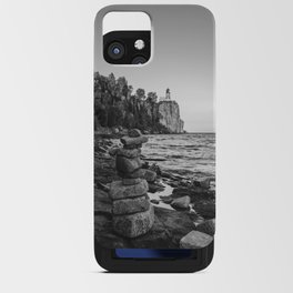 Split Rock Lighthouse | Black and White Photography | Lake Superior Minnesota iPhone Card Case